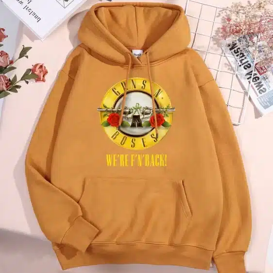 We're F'N Back! Guns N' Roses Logo Khaki Unisex Hoodie