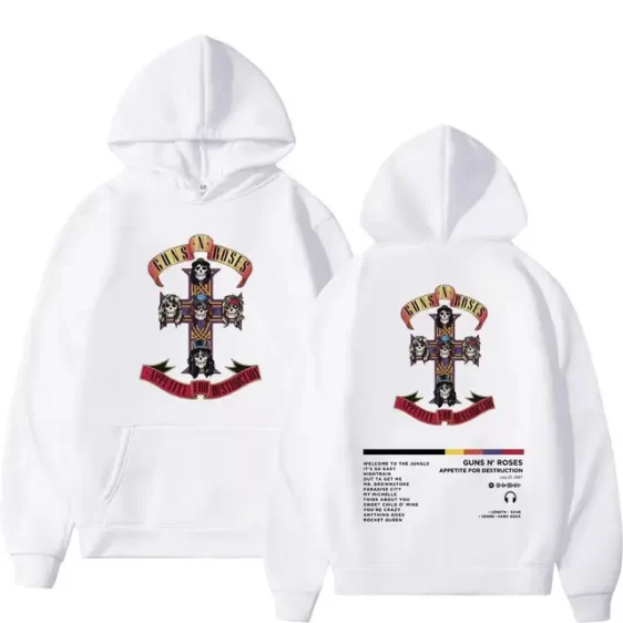 White Guns N' Roses Appetite for Destruction Unisex Hoodie