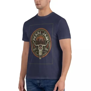 Austin 2014 Pearl Jam Bull Skull Poster Navy Blue Men's T-Shirt