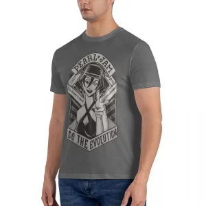 Do the Evolution Pearl Jam Death Girl Cartoon Dark Gray Men's T-Shirt