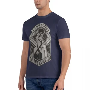 Do the Evolution Pearl Jam Death Girl Cartoon Navy Blue Men's T-Shirt