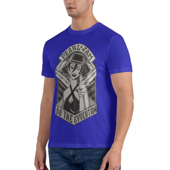 Do the Evolution Pearl Jam Death Girl Cartoon Royal Blue Men's T-Shirt