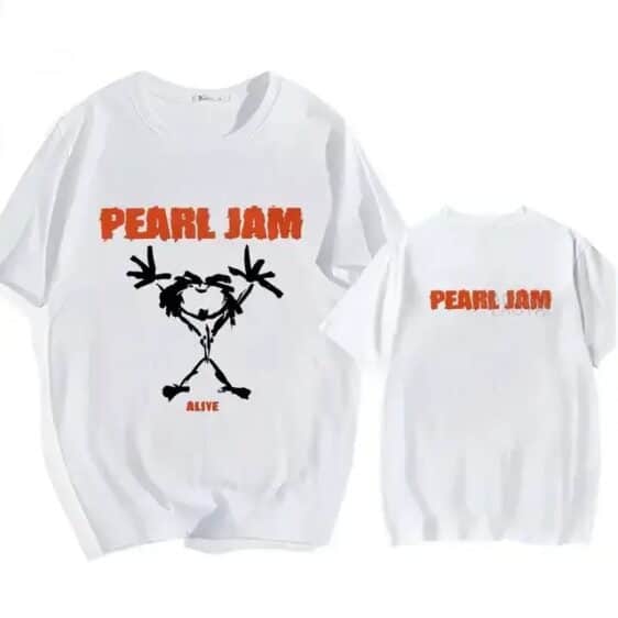 Iconic Pearl Jam Alive Song Logo Graphic White Unisex T-Shirt