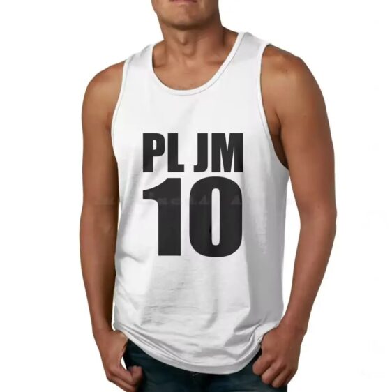 PL JM 10 Minimalist Pearl Jam Typography White Men's Tank Top