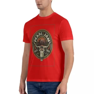 Pearl Jam Austin 2014 Bull Skull Cityscape Red Men's T-Shirt