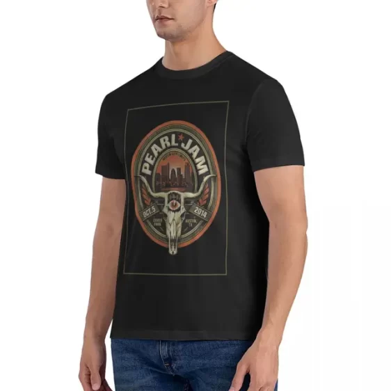 Pearl Jam Austin 2014 Bull Skull Icon Black Unisex T-Shirt