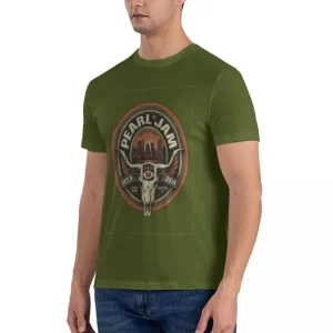 Pearl Jam Austin 2014 Bull Skull Olive Green Unisex T-Shirt