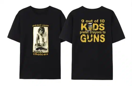 Pearl Jam Choices Kids & Guns Graphic Black Unisex T-Shirt