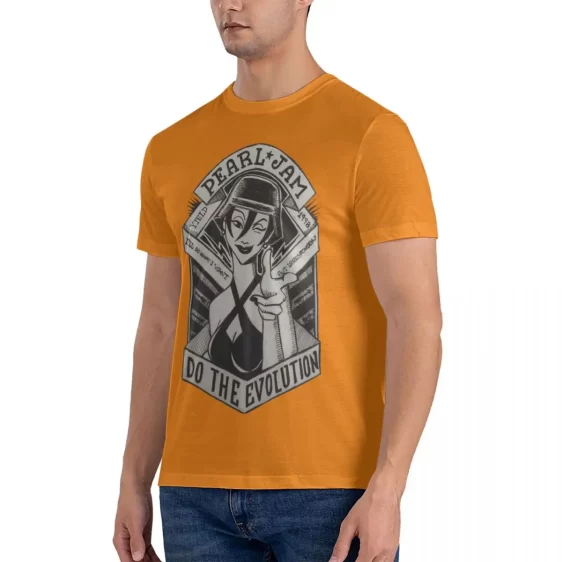 Pearl Jam Do the Evolution Song Cartoon Lady Orange Men's T-Shirt