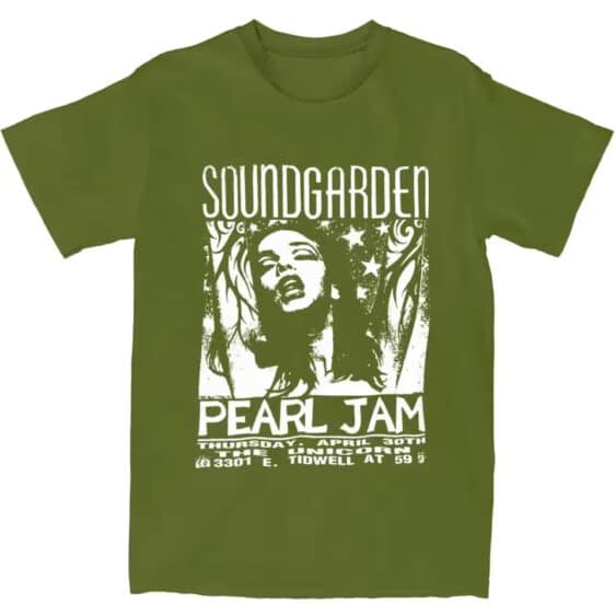 Pearl Jam Soundgarden Lady Poster Green Unisex T-Shirt