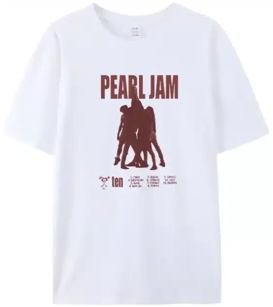 Pearl Jam Ten Album Members Silhouette White Unisex T-Shirt