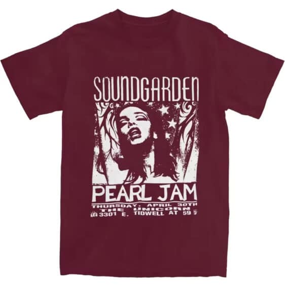 Vintage Maroon Soundgarden Pearl Jam Band Unisex T-Shirt