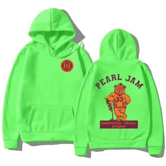 Grizzly Stadium Bear Pearl Jam Light Green Unisex Hoodie