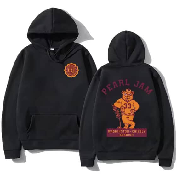 Pearl Jam Band Grizzly Stadium Graphic Black Unisex Hoodie