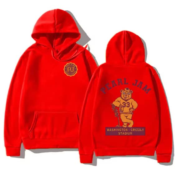 Pearl Jam Band Grizzly Stadium Poster Red Unisex Hoodie