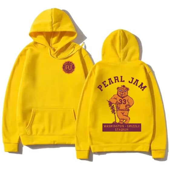 Pearl Jam Grizzly Stadium Bear Poster Yellow Unisex Hoodie