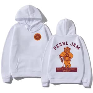 White Pearl Jam Grizzly Stadium Bear Graphic Unisex Hoodie