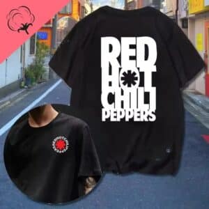 Bold Red Hot Chili Peppers Band Logo Black Men's T-Shirt