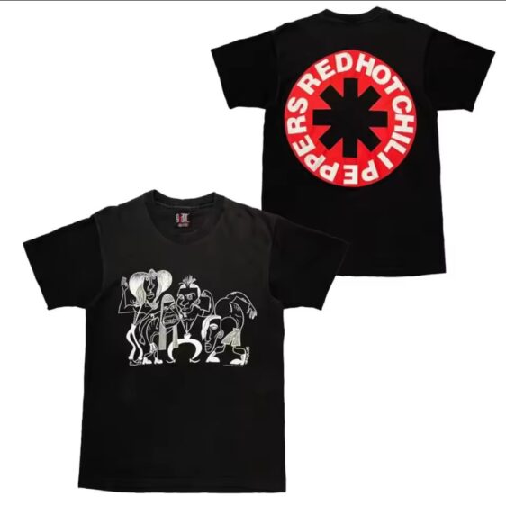 Red Hot Chili Peppers Cartoon Band Art Black Unisex T-Shirt