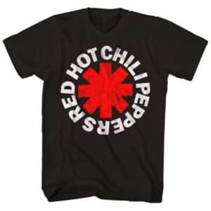 Red Hot Chili Peppers Distressed Logo Black Unisex T-Shirt