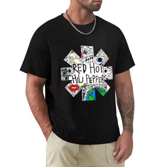 Red Hot Chili Peppers Doodle Logo Black Men's T-Shirt