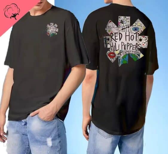 Red Hot Chili Peppers Lip Doodle Art Black Men's T-Shirt