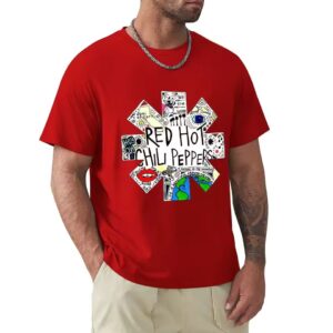 Red Hot Chili Peppers Men's Red Graphic Rock Band T-Shirt