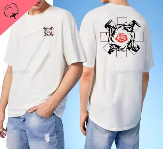 Red Hot Chili Peppers Tribal Rose Logo White Men's T-Shirt