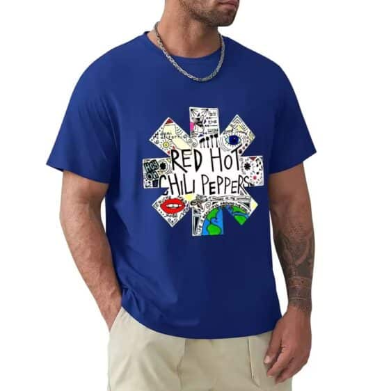 Rock Band Red Hot Chili Peppers Doodle Blue Men's T-Shirt