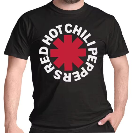 Rock Band Red Hot Chili Peppers Logo Black Men's T-Shirt