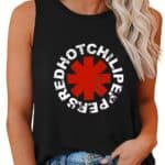 Black Distressed Red Hot Chili Peppers Logo Women's Tank Top