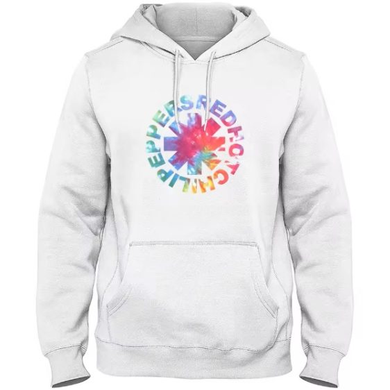 Tie-Dye Band Red Hot Chili Peppers Logo White Unisex Hoodie